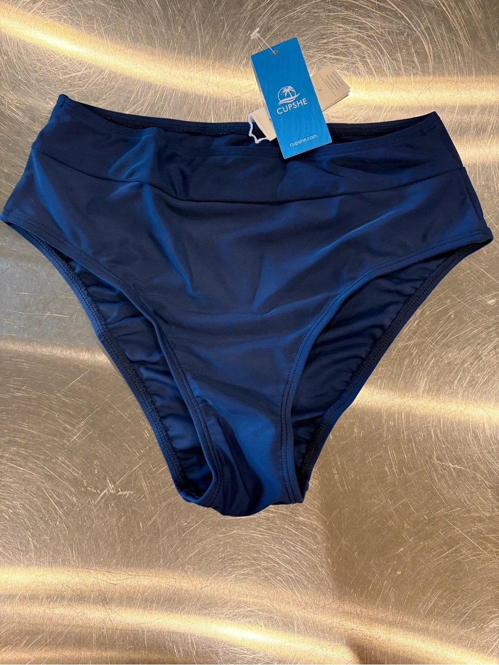 CUPSHE Navy Blue High-Waisted Bikini Bottom XS NWT